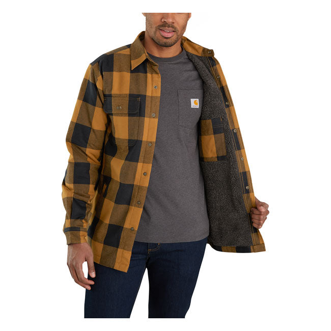 Carhartt Sherpa Lined Flannel Plaid Shirt Carhartt Brown - FREE UK Shipping, FREE 365 Day Returns | Moto Central