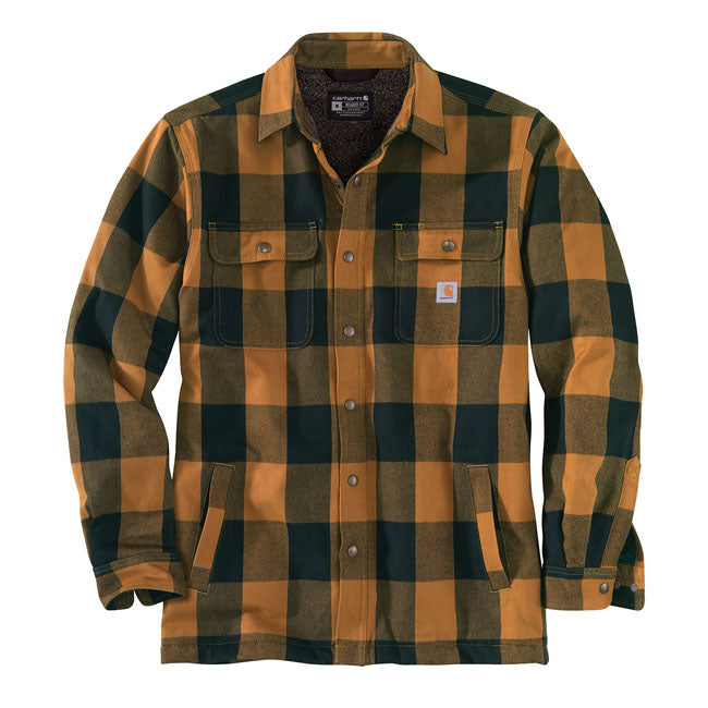 Carhartt Sherpa Lined Flannel Plaid Shirt Carhartt Brown - FREE UK Shipping, FREE 365 Day Returns | Moto Central