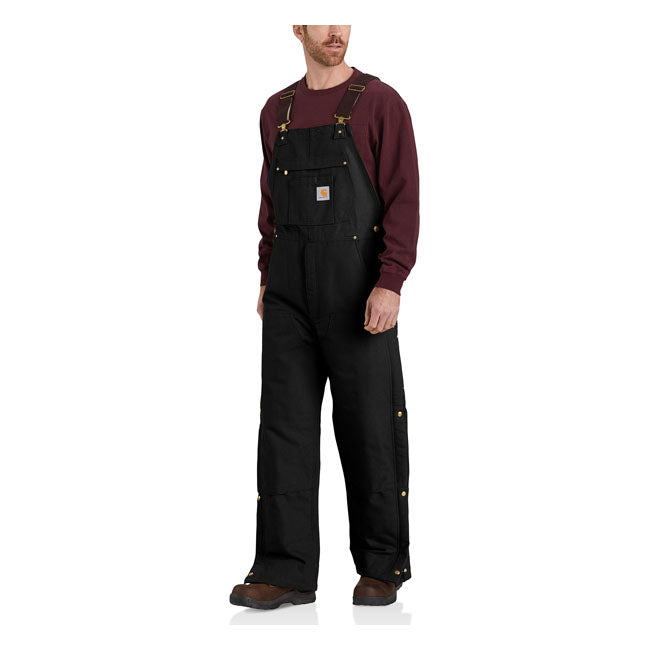 Carhartt Duck Insulated Bib Overall Black - FREE UK Shipping, FREE 365 Day Returns | Moto Central