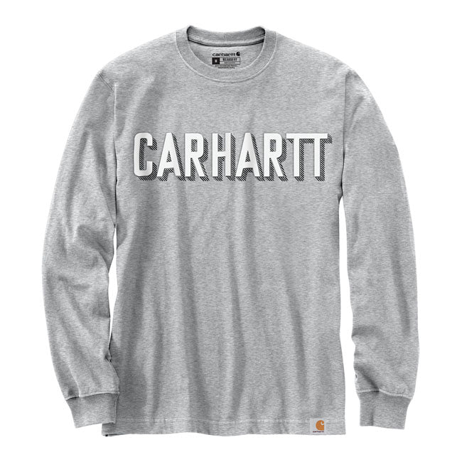 Carhartt Graphic Logo Long Sleeves T-Shirt Heather Grey  - FREE UK Shipping, FREE 365 Day Returns | Moto Central