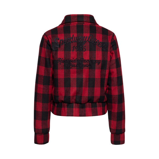 King Kerosin Queen Kerosin Wool Checkered Ladies Jacket Black / Red - FREE UK Shipping, FREE 365 Day Returns | Moto Central