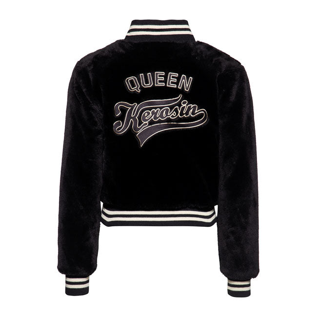 King Kerosin Queen Kerosin Fur College Lined Ladies Jacket Black - FREE UK Shipping, FREE 365 Day Returns | Moto Central