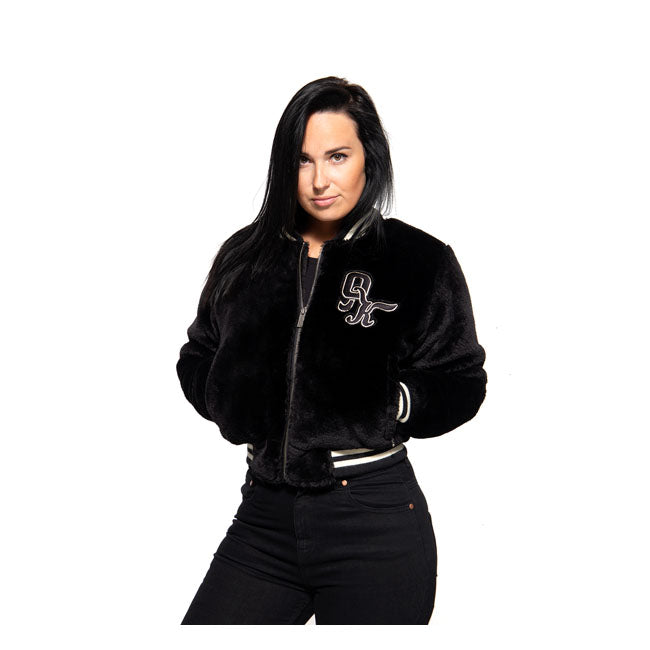 King Kerosin Queen Kerosin Fur College Lined Ladies Jacket Black - FREE UK Shipping, FREE 365 Day Returns | Moto Central