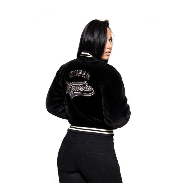 King Kerosin Queen Kerosin Fur College Lined Ladies Jacket Black - FREE UK Shipping, FREE 365 Day Returns | Moto Central