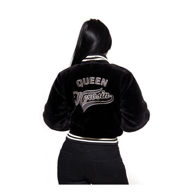 King Kerosin Queen Kerosin Fur College Lined Ladies Jacket Black - FREE UK Shipping, FREE 365 Day Returns | Moto Central