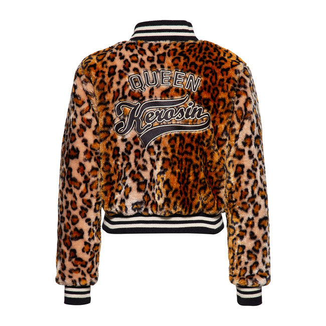 King Kerosin Queen Kerosin Fur College Lined Ladies Jacket Leopard - FREE UK Shipping, FREE 365 Day Returns | Moto Central