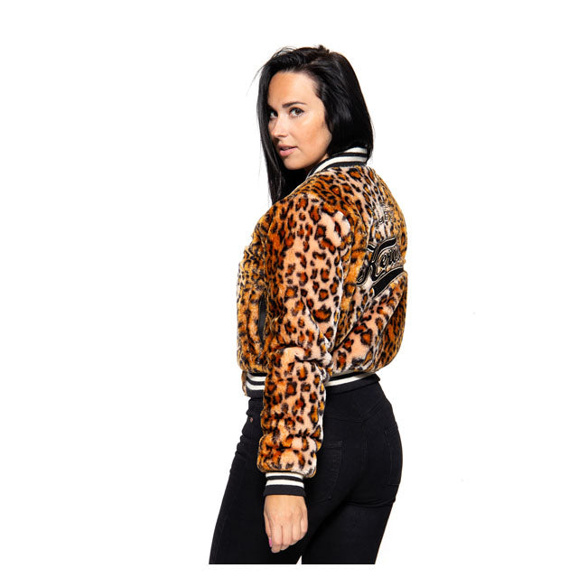 King Kerosin Queen Kerosin Fur College Lined Ladies Jacket Leopard - FREE UK Shipping, FREE 365 Day Returns | Moto Central