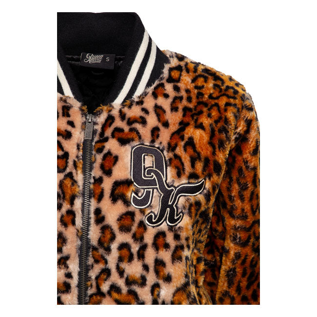 King Kerosin Queen Kerosin Fur College Lined Ladies Jacket Leopard - FREE UK Shipping, FREE 365 Day Returns | Moto Central