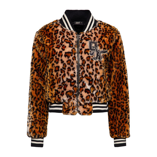 King Kerosin Queen Kerosin Fur College Lined Ladies Jacket Leopard