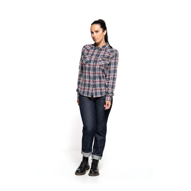 King Kerosin Queen Kerosin Acid Ladies Checkered Shirt Navy / Bordeaux