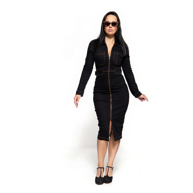 King Kerosin Queen Kerosin Motor Queen Pencil Ladies Dress Black - FREE UK Shipping, FREE 365 Day Returns | Moto Central