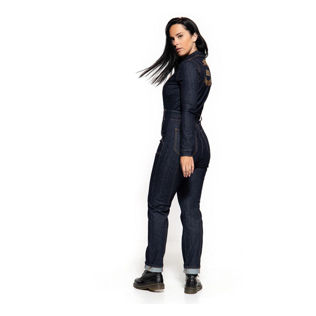 King Kerosin Queen Kerosin Motor Queen Slim Fit Ladies Overall Dark Blue - FREE UK Shipping, FREE 365 Day Returns | Moto Central