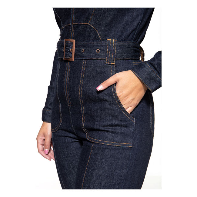 King Kerosin Queen Kerosin Motor Queen Slim Fit Ladies Overall Dark Blue - FREE UK Shipping, FREE 365 Day Returns | Moto Central