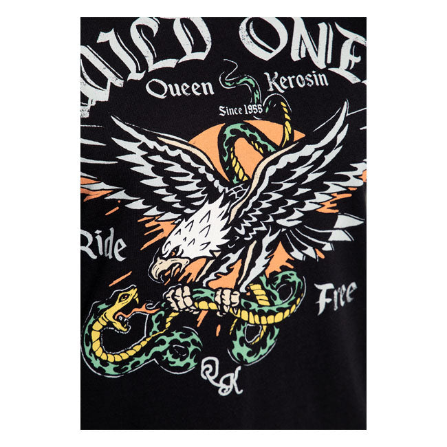 King Kerosin Queen Kerosin Wild Ones Ride Free Ladies T-Shirt Black