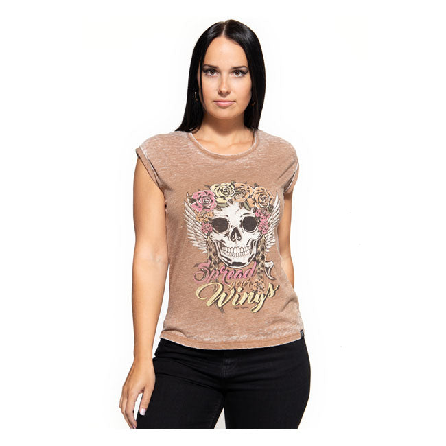 King Kerosin Queen Kerosin Spread Your Wings Ladies Shirt Dark Brown