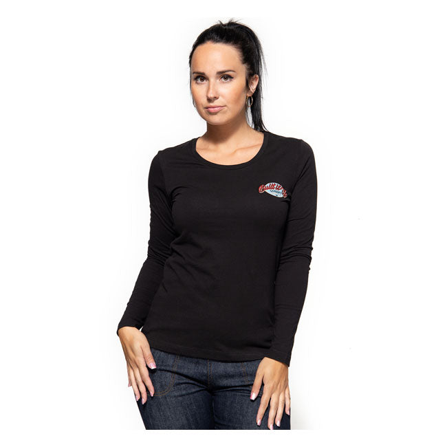 King Kerosin Queen Kerosin Built Up Long Sleeves Ladies T-Shirt Black