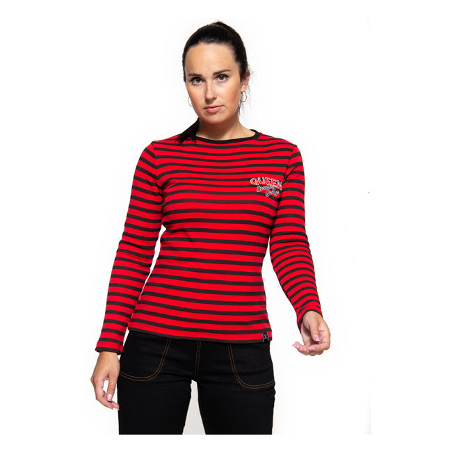 King Kerosin Queen Kerosin Motor Queen Long Sleeves Ladies T-Shirt Black / Red - FREE UK Shipping, FREE 365 Day Returns | Moto Central