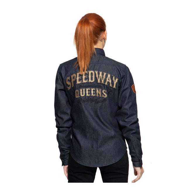 King Kerosin Queen Kerosin Speedway Queens Adventure Gear Ladies Shirt Blue - FREE UK Shipping, FREE 365 Day Returns | Moto Central