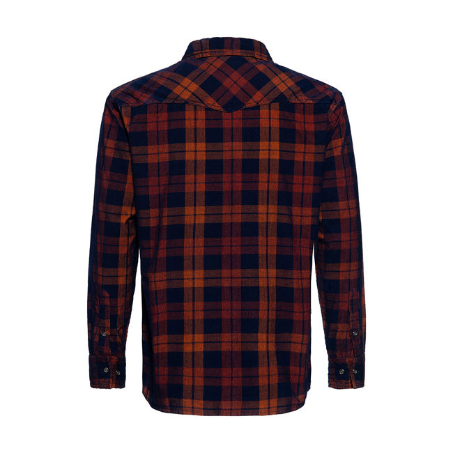 King Kerosin Hell Valley Checkered Shirt Navy / Orange - FREE UK Shipping, FREE 365 Day Returns | Moto Central