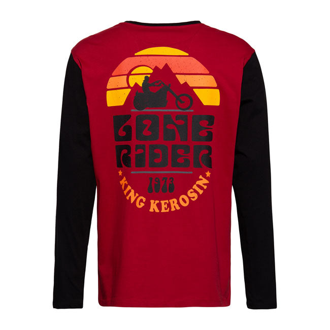 King Kerosin Lone Rider Long Sleeves T-Shirt Black / Red - FREE UK Shipping, FREE 365 Day Returns | Moto Central