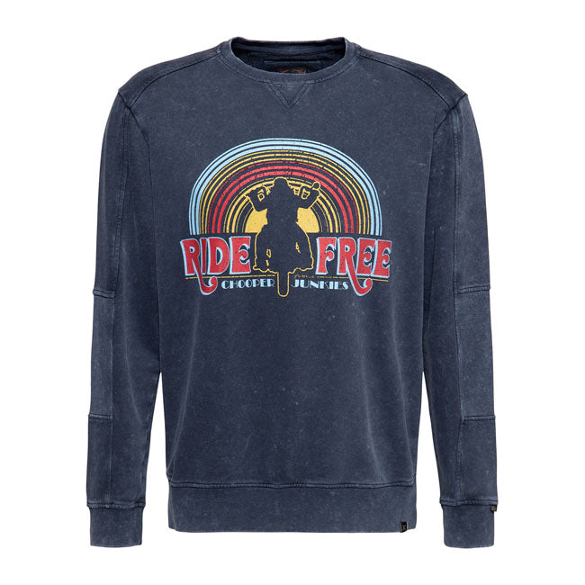 King Kerosin Chopper Sun Long Sleeves Sweatshirts Dark Blue - FREE UK Shipping, FREE 365 Day Returns | Moto Central