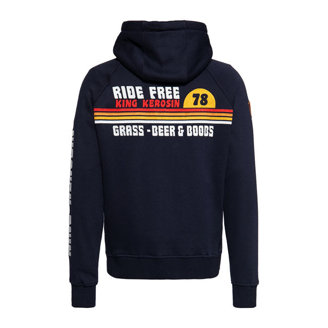 King Kerosin Ride Grass Adventure Gear Hoodie Dark Blue - FREE UK Shipping, FREE 365 Day Returns | Moto Central