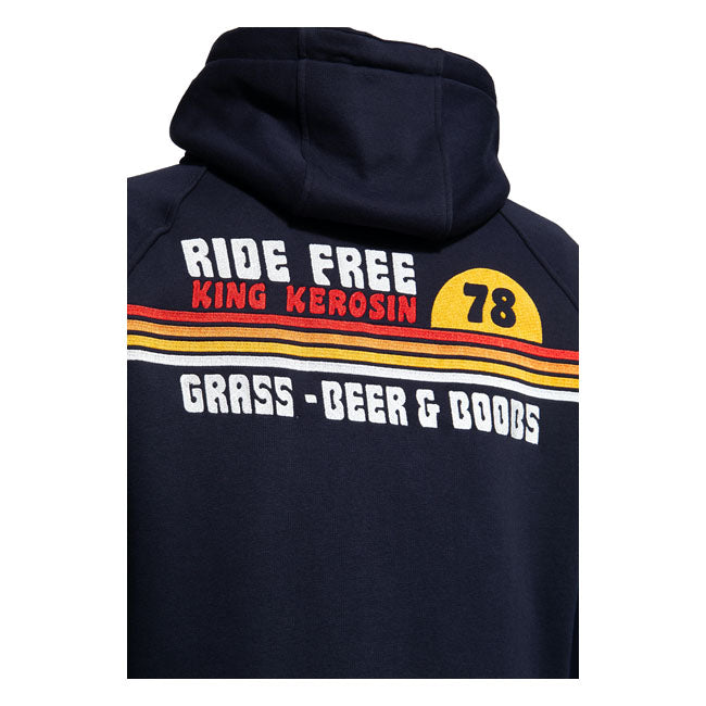 King Kerosin Ride Grass Adventure Gear Hoodie Dark Blue - FREE UK Shipping, FREE 365 Day Returns | Moto Central