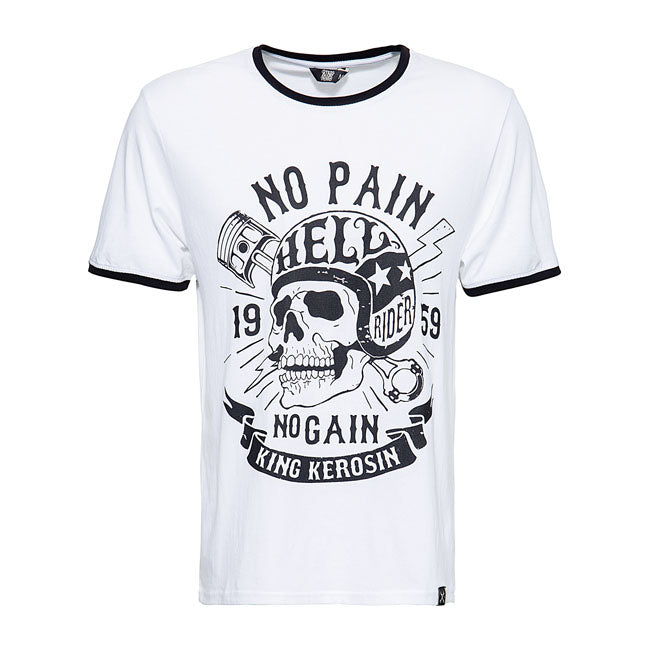 King Kerosin No Pain No Gain T-Shirt White / Black - FREE UK Shipping, FREE 365 Day Returns | Moto Central