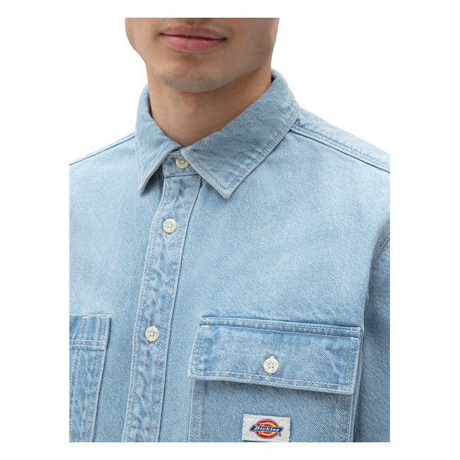 Dickies Kibler Shirt Vintage Aged Blue - FREE UK Shipping, FREE 365 Day Returns | Moto Central