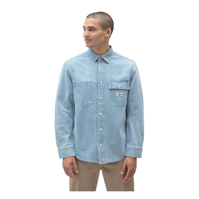 Dickies Kibler Shirt Vintage Aged Blue - FREE UK Shipping, FREE 365 Day Returns | Moto Central