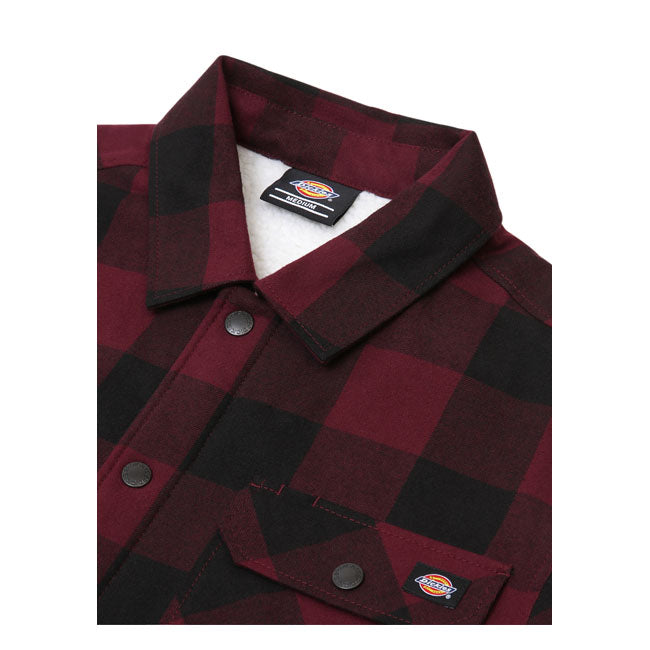 Dickies Sherpa Lined Sacramento Shirt Maroon - FREE UK Shipping, FREE 365 Day Returns | Moto Central