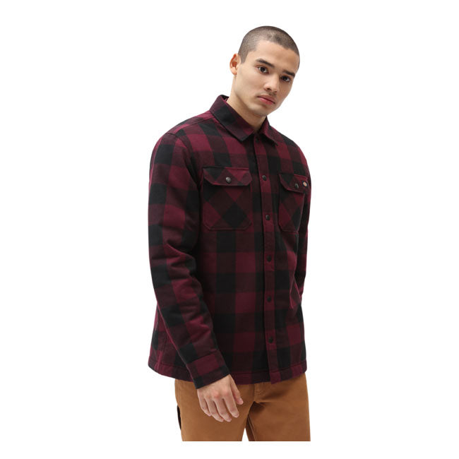 Dickies Sherpa Lined Sacramento Shirt Maroon - FREE UK Shipping, FREE 365 Day Returns | Moto Central