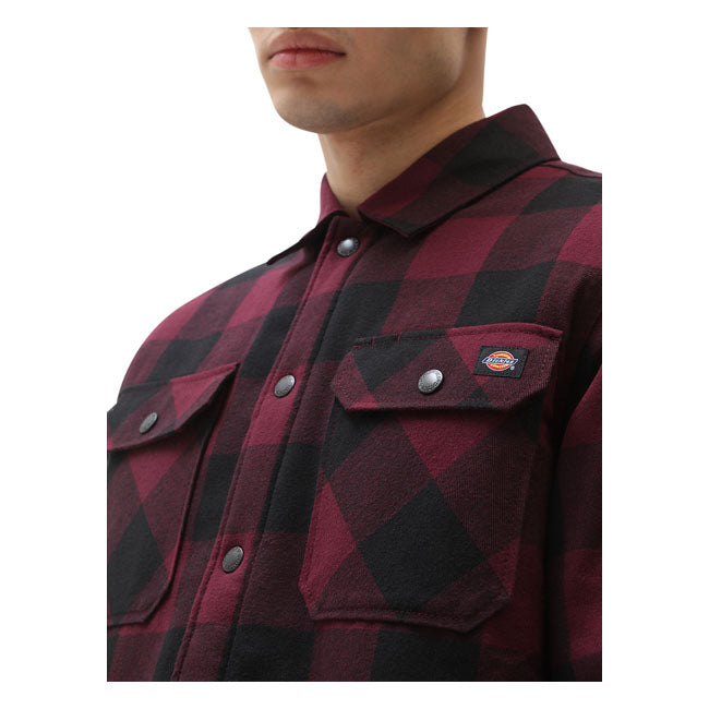 Dickies Sherpa Lined Sacramento Shirt Maroon - FREE UK Shipping, FREE 365 Day Returns | Moto Central