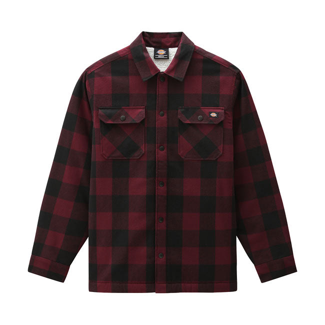 Dickies Sherpa Lined Sacramento Shirt Maroon - FREE UK Shipping, FREE 365 Day Returns | Moto Central