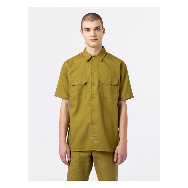 Dickies Work Shirt Rec Green Moss - FREE UK Shipping, FREE 365 Day Returns | Moto Central