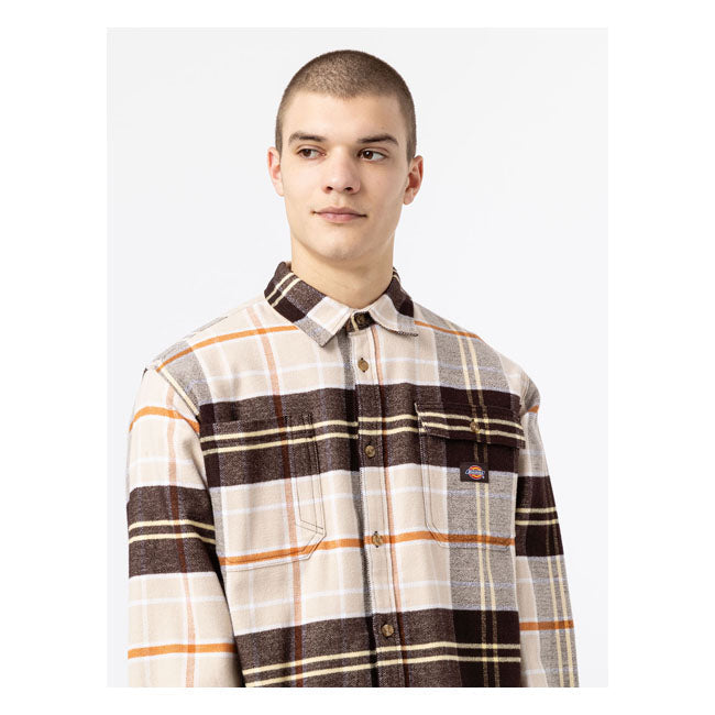 Dickies Orting Shirt Dark Brown - FREE UK Shipping, FREE 365 Day Returns | Moto Central