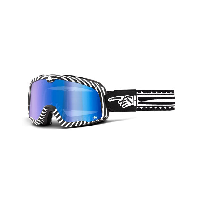 100% Barstow Goggles Death Spray Mirror Blue Lens