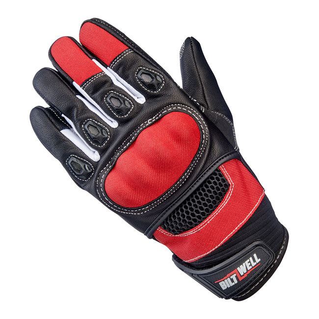 Biltwell Bridgeport Gloves Red / Black  - FREE UK Delivery - Moto Central