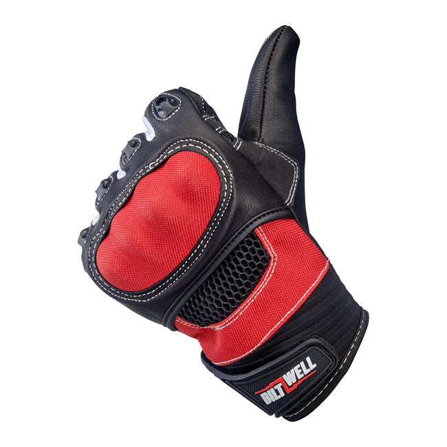 Biltwell Bridgeport Gloves Red / Black  - FREE UK Delivery - Moto Central