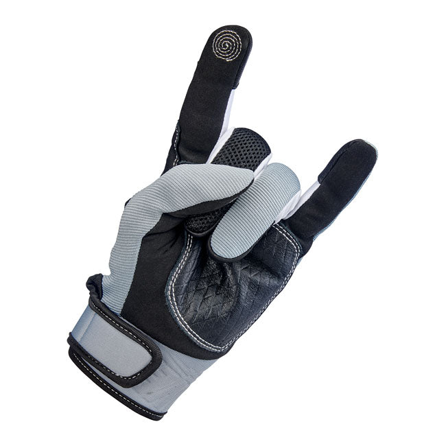 Biltwell Baja Gloves Grey / Black - FREE UK Shipping, FREE 365 Day Returns | Moto Central