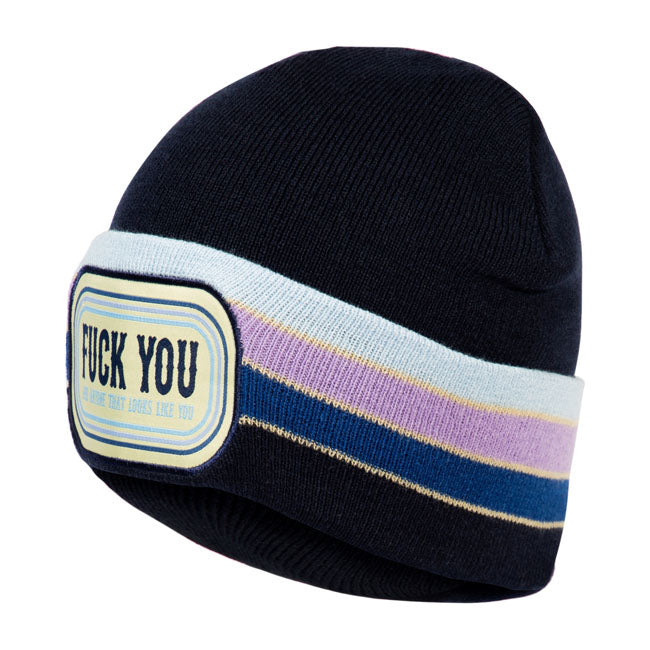 King Kerosin F*ck You Beanie Navy - FREE UK Shipping, FREE 365 Day Returns | Moto Central