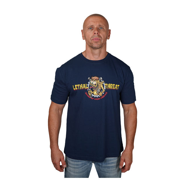 Lethal Threat Skool Of Hard Knocks T-Shirt Blue - FREE UK Shipping, FREE 365 Day Returns | Moto Central