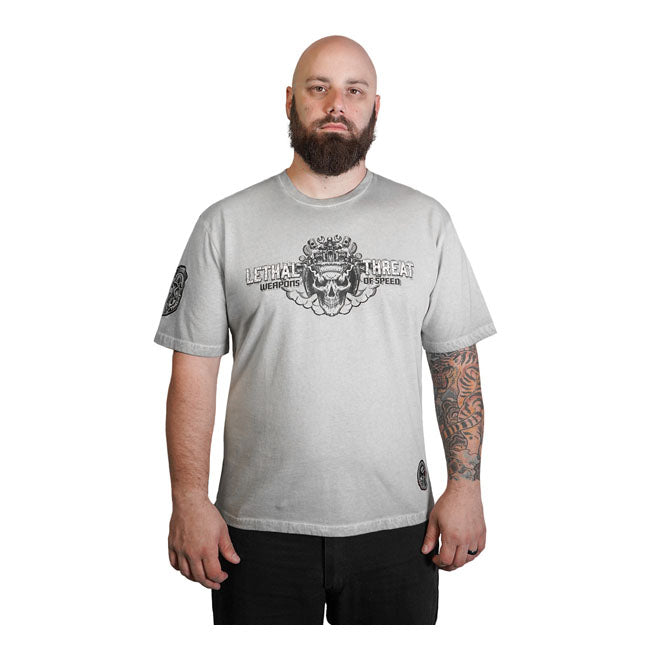 Lethal Threat Blow Your Mind Kustoms T-Shirt Grey - FREE UK Shipping, FREE 365 Day Returns | Moto Central