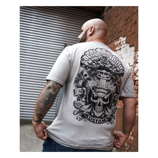 Lethal Threat Blow Your Mind Kustoms T-Shirt Grey - FREE UK Shipping, FREE 365 Day Returns | Moto Central