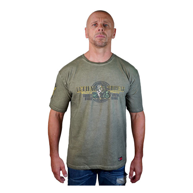 Lethal Threat Wheels Of Victory T-Shirt Green - FREE UK Shipping, FREE 365 Day Returns | Moto Central