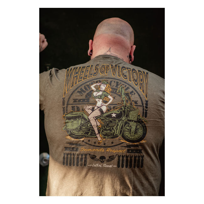 Lethal Threat Wheels Of Victory T-Shirt Green - FREE UK Shipping, FREE 365 Day Returns | Moto Central