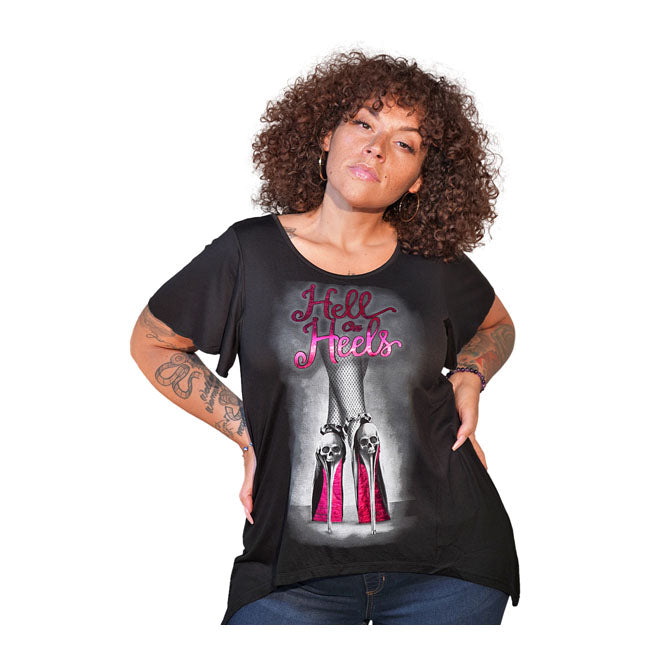 Lethal Threat Angel Hell On Heels Ladies T-Shirt Black