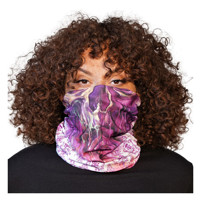 Lethal Threat Angel Watercolor Skull Tube Mask Purple