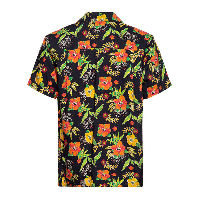 King Kerosin Hibiscus AOP Shirt Black - FREE UK Shipping, FREE 365 Day Returns | Moto Central