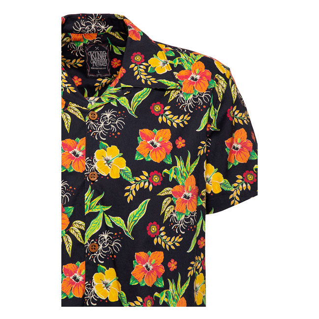 King Kerosin Hibiscus AOP Shirt Black - FREE UK Shipping, FREE 365 Day Returns | Moto Central